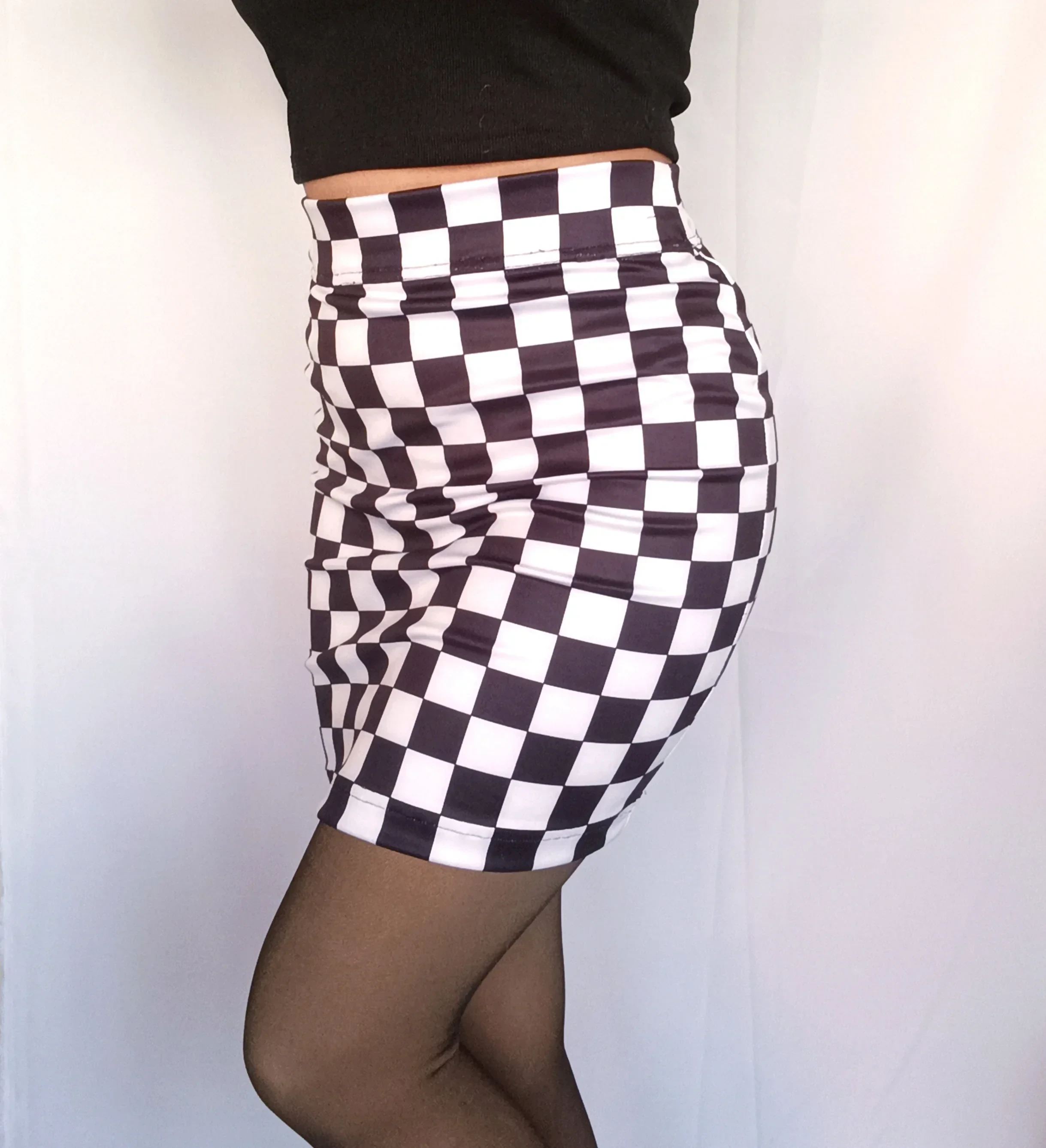 Falda cuadros blanco con negrl  2
