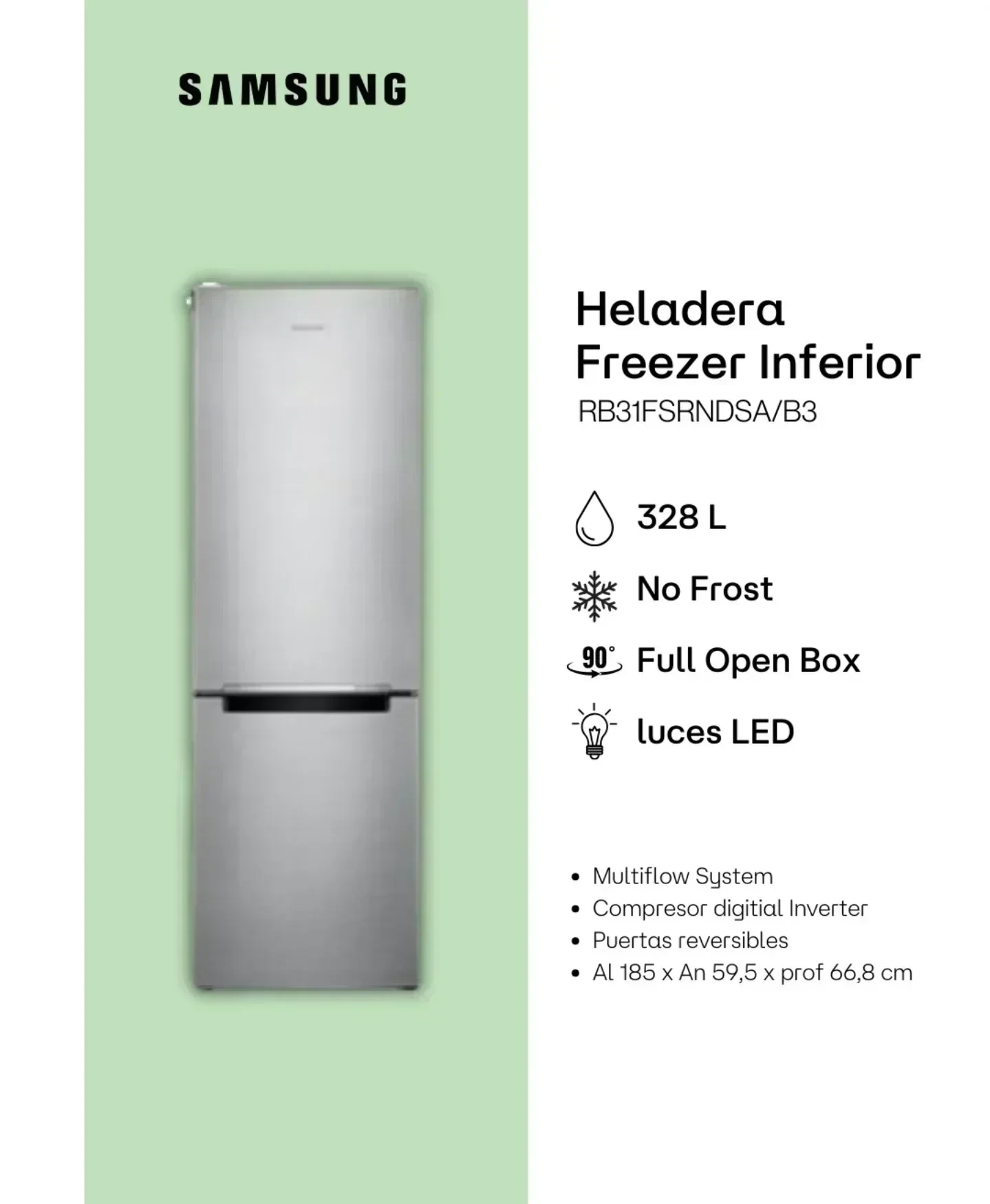 Heladera Samsung RB31FSRNDSA 328Lts