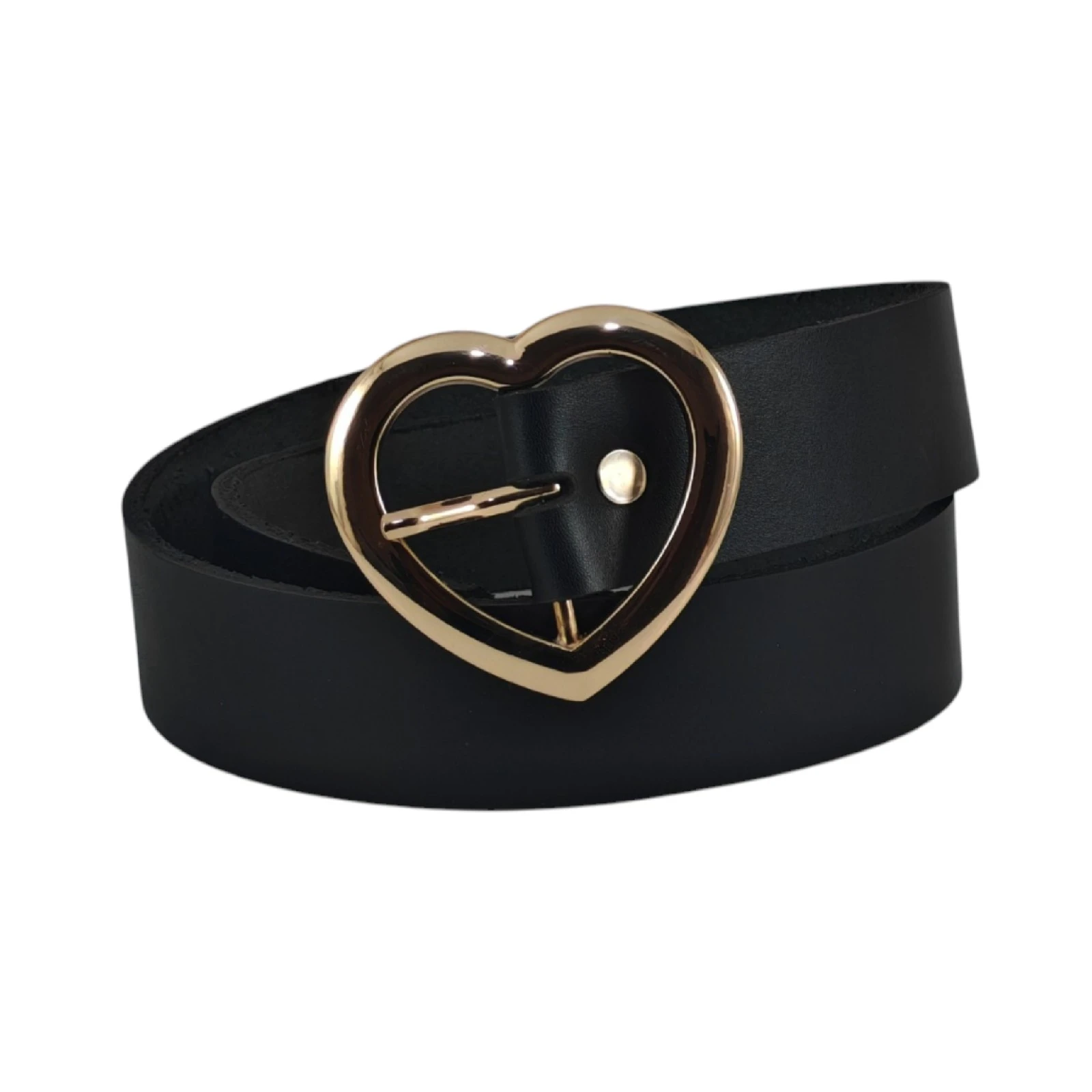 Faja coralzon dorado cuero vaqueta negro  2