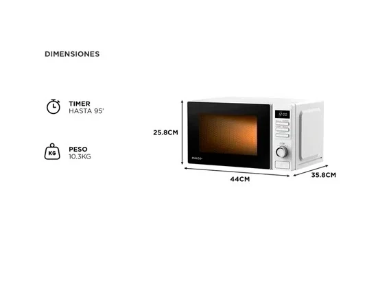 Microondas Philco 20 Litros 700W Digital Blanco 3
