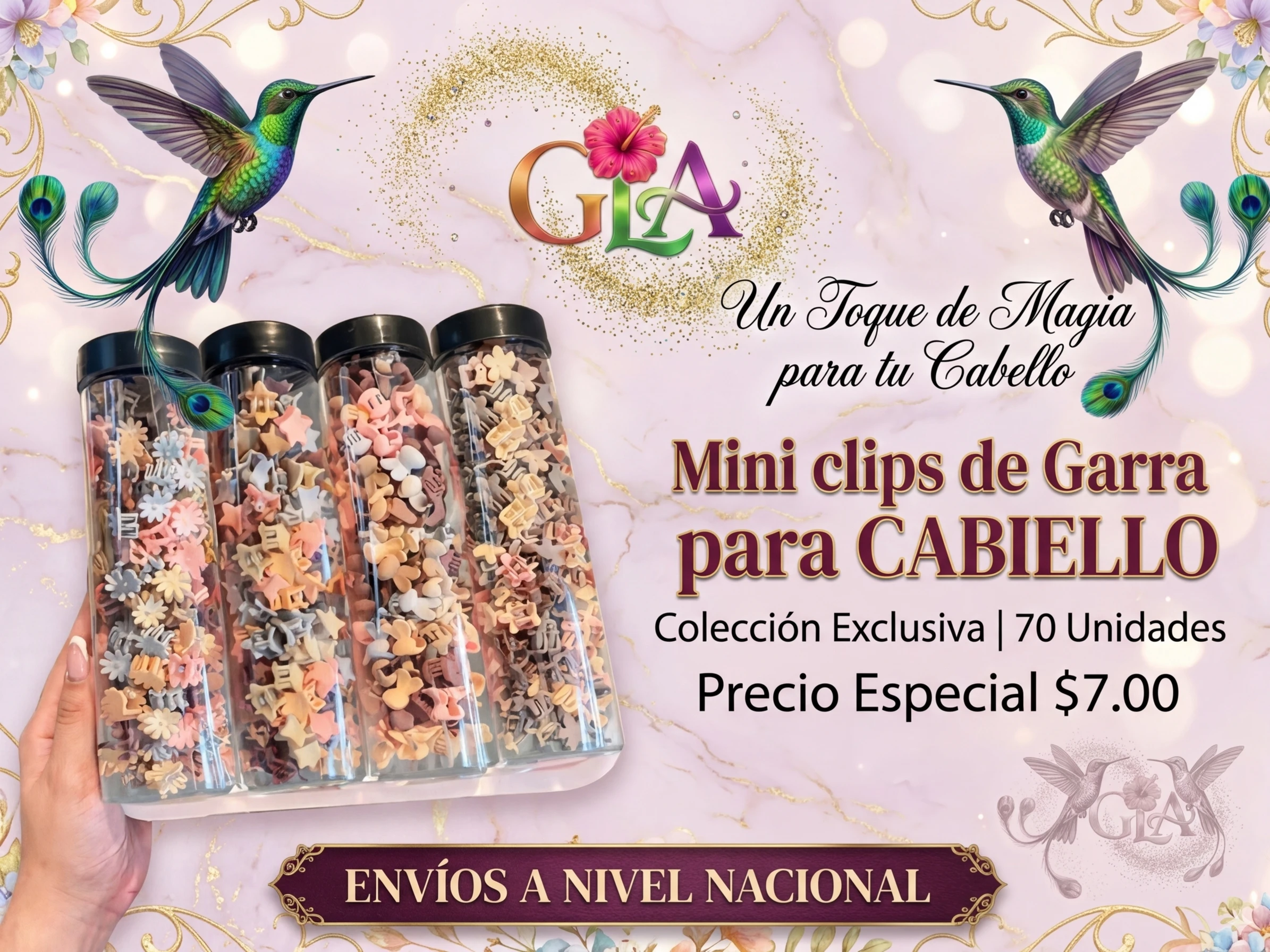 70 mini clips para cabello 