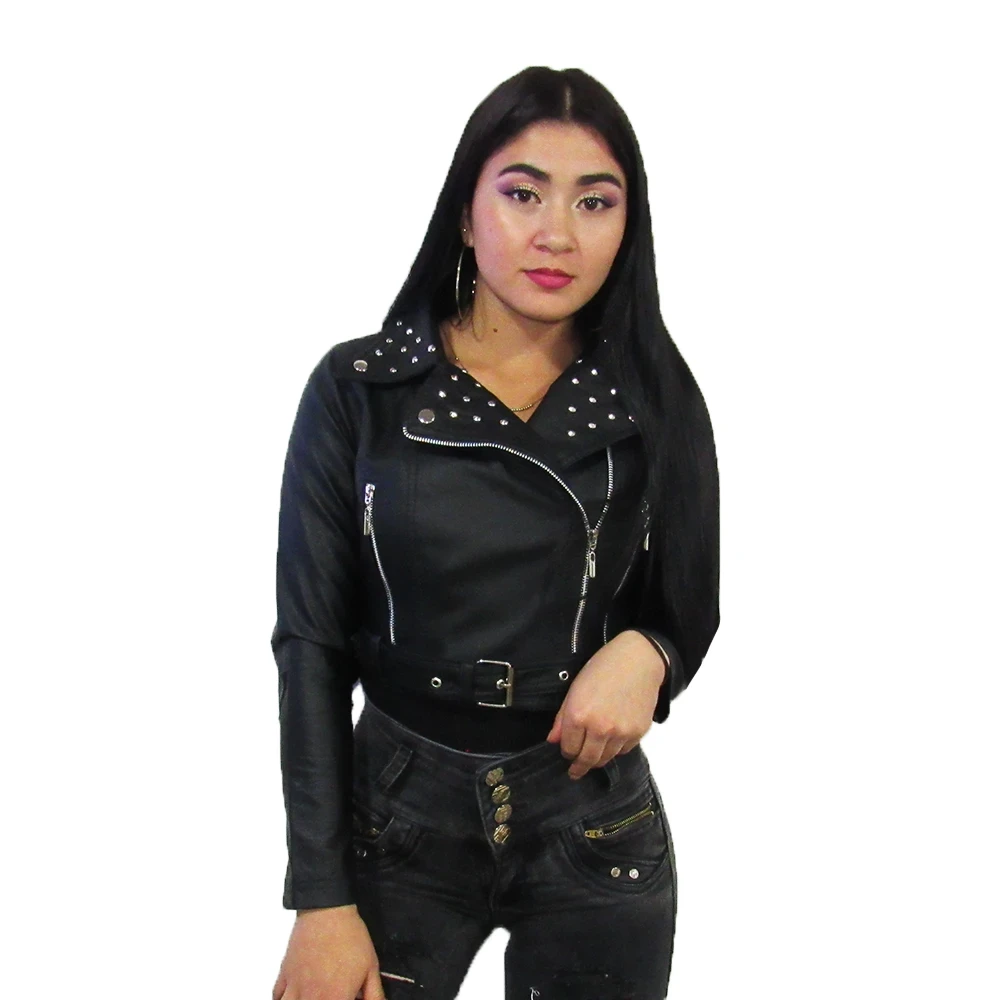 Chaqueta en cuero taches para mujer 3