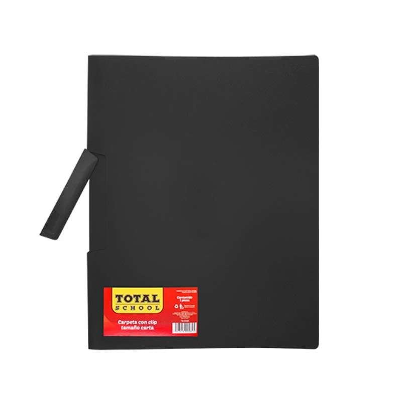 Carpeta negrro c/clip ,  Plástico T/carta 
