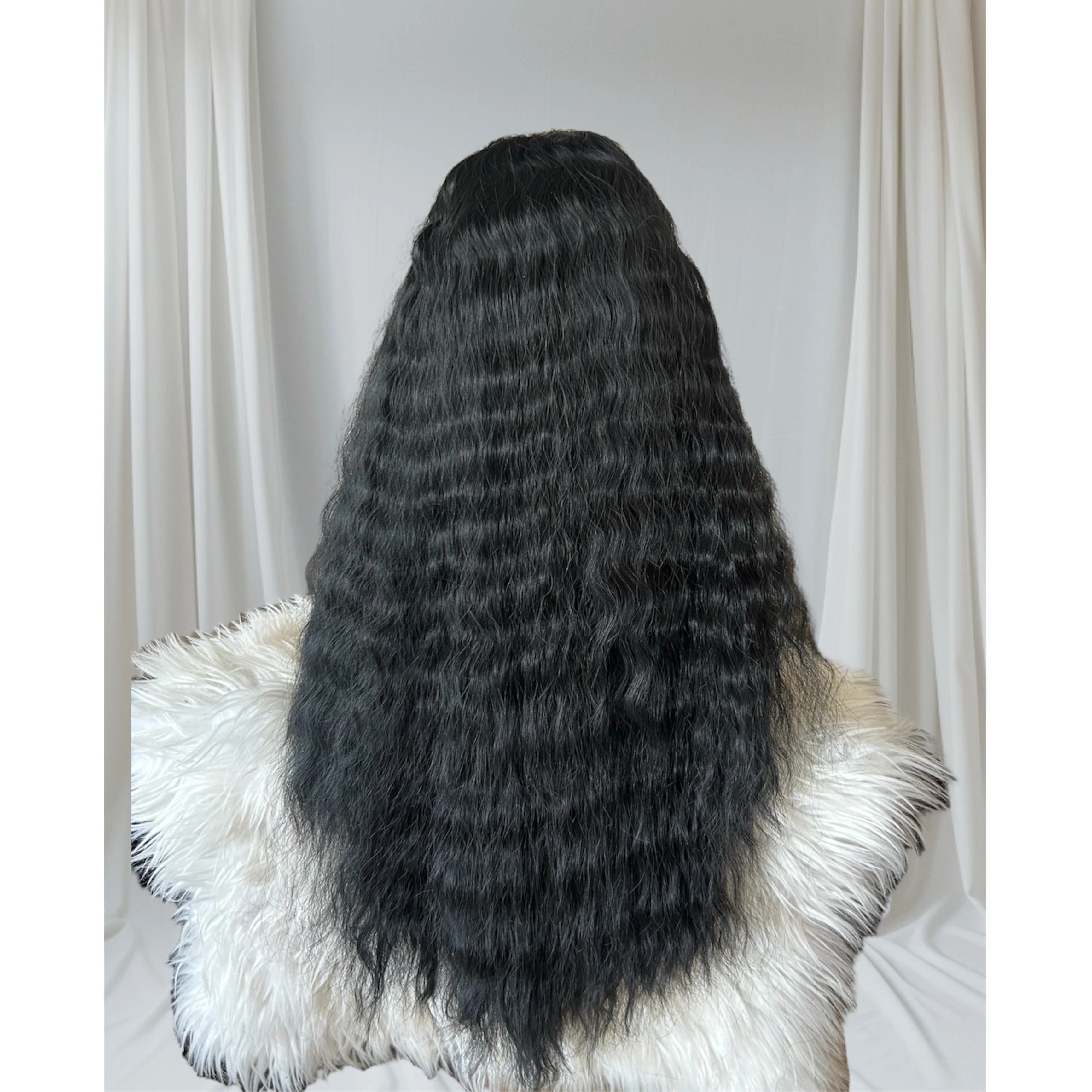 Peluca semi de 26 pulgada rizos ondulado   3