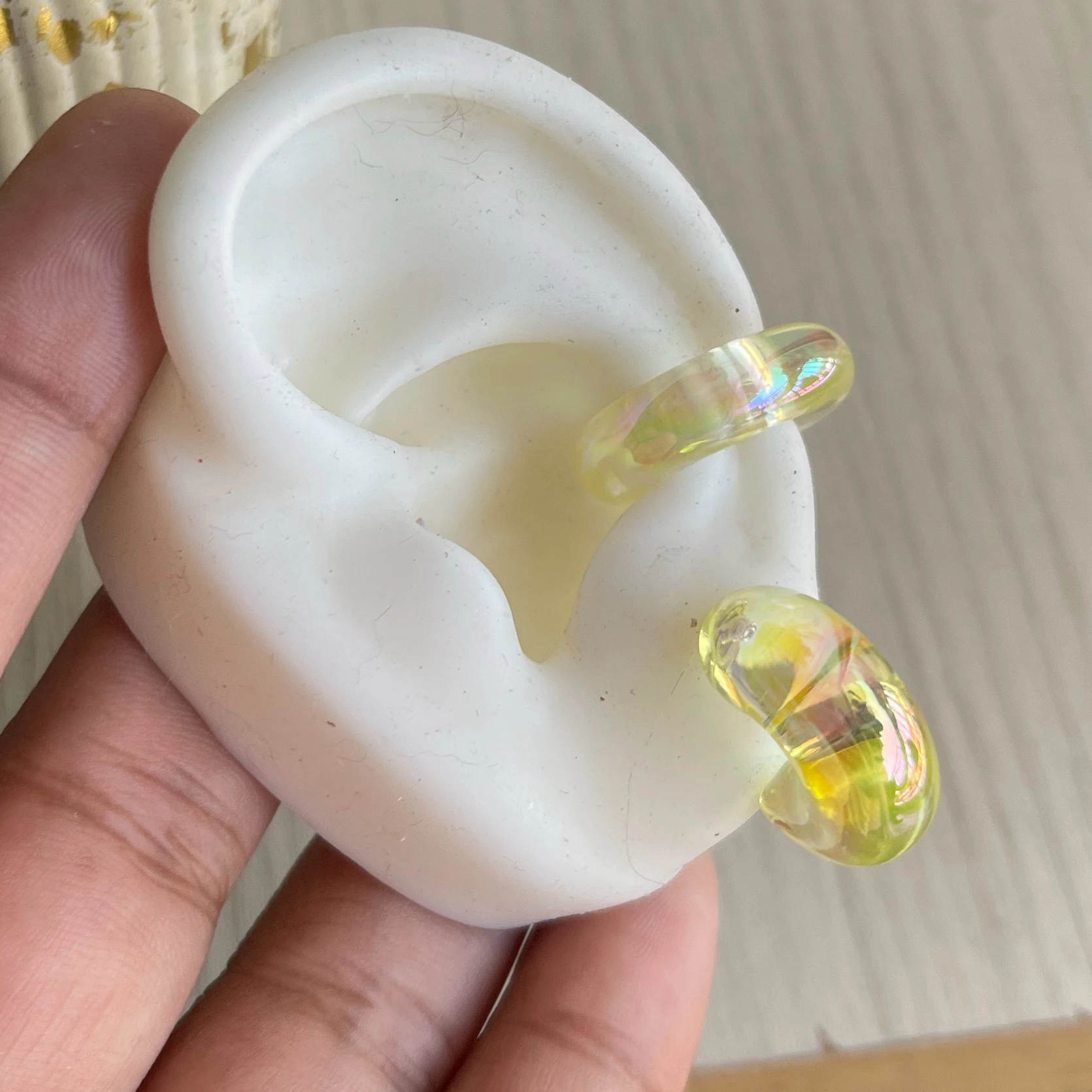 SET ARETES + EARCUFF BURBUJA LUZ