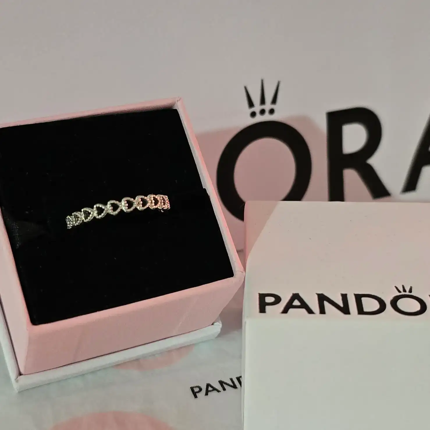 Pandora band of hearts ring silver 3