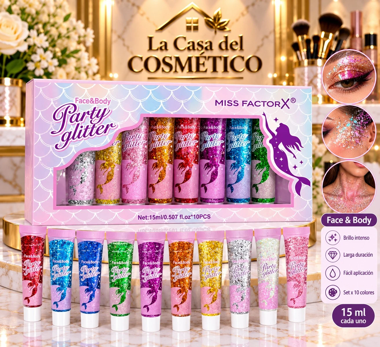 lumera party Glitter  Set x 10 colores