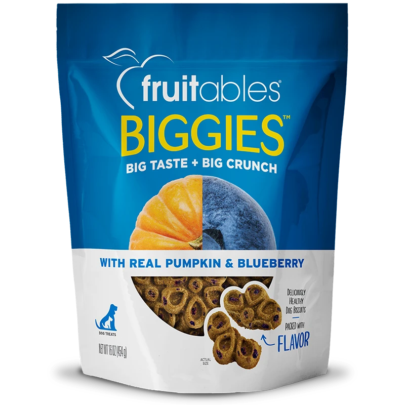 FRUITABLES DOG TREATS BIGGIES PUMPKIN & BLUEBERRY 16 OZ
