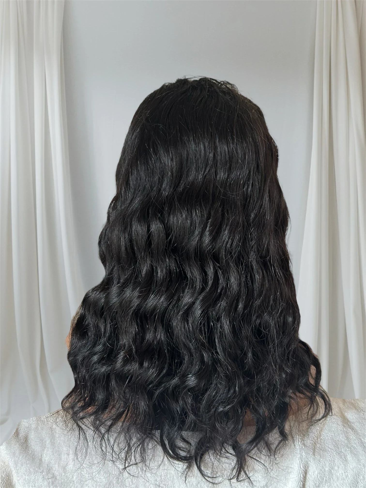 Peluca de cabello humano frontal 4x4  de 18” pulgadas,ondas,  de densidad 180 3
