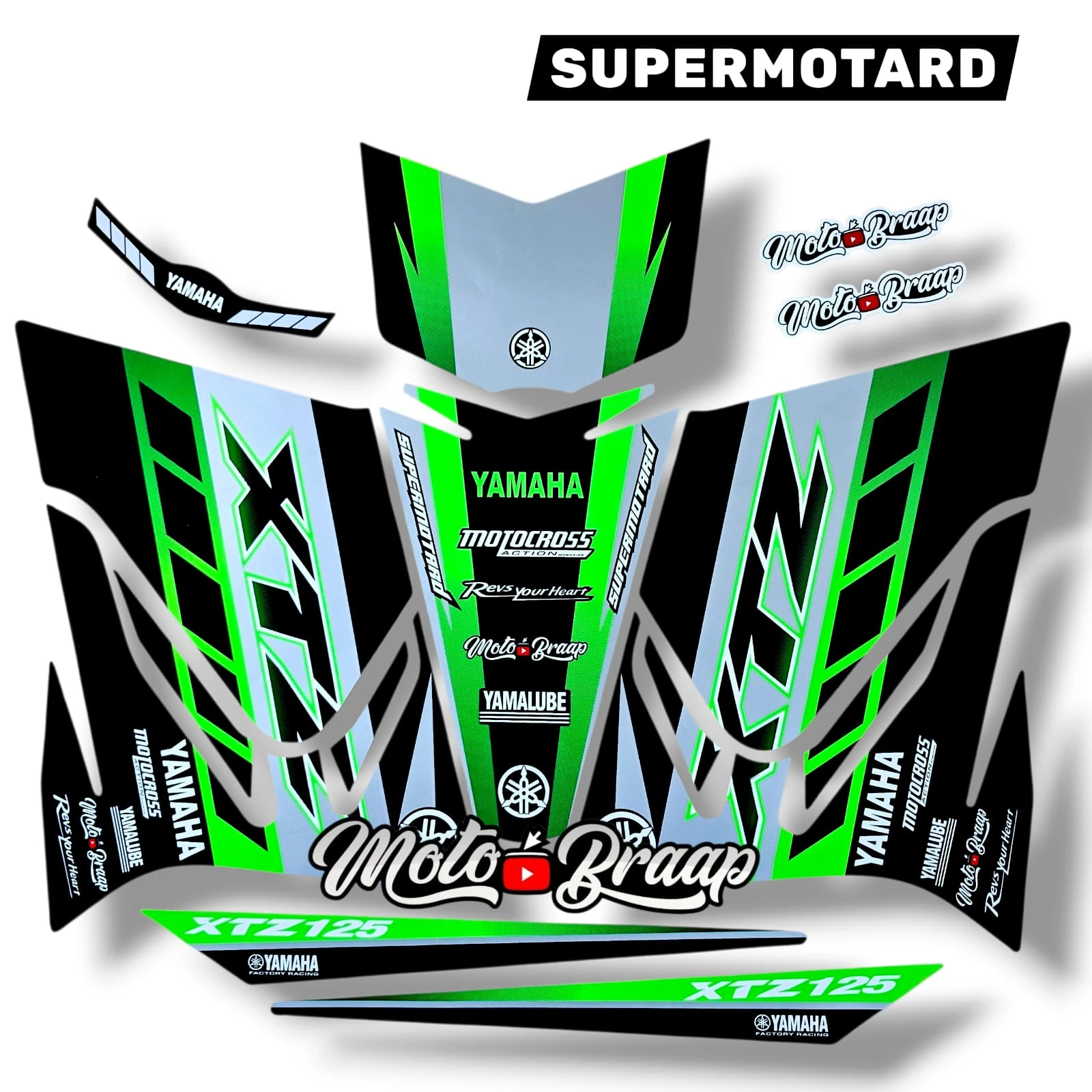 Xtz 125 calcomanias SUPERMOTARD Verde