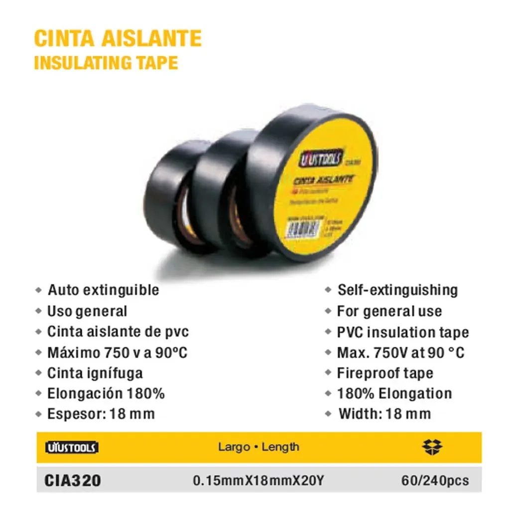 CINTA AISLANTE NEGRO 20 Yard UYUST 0.15x18mm
