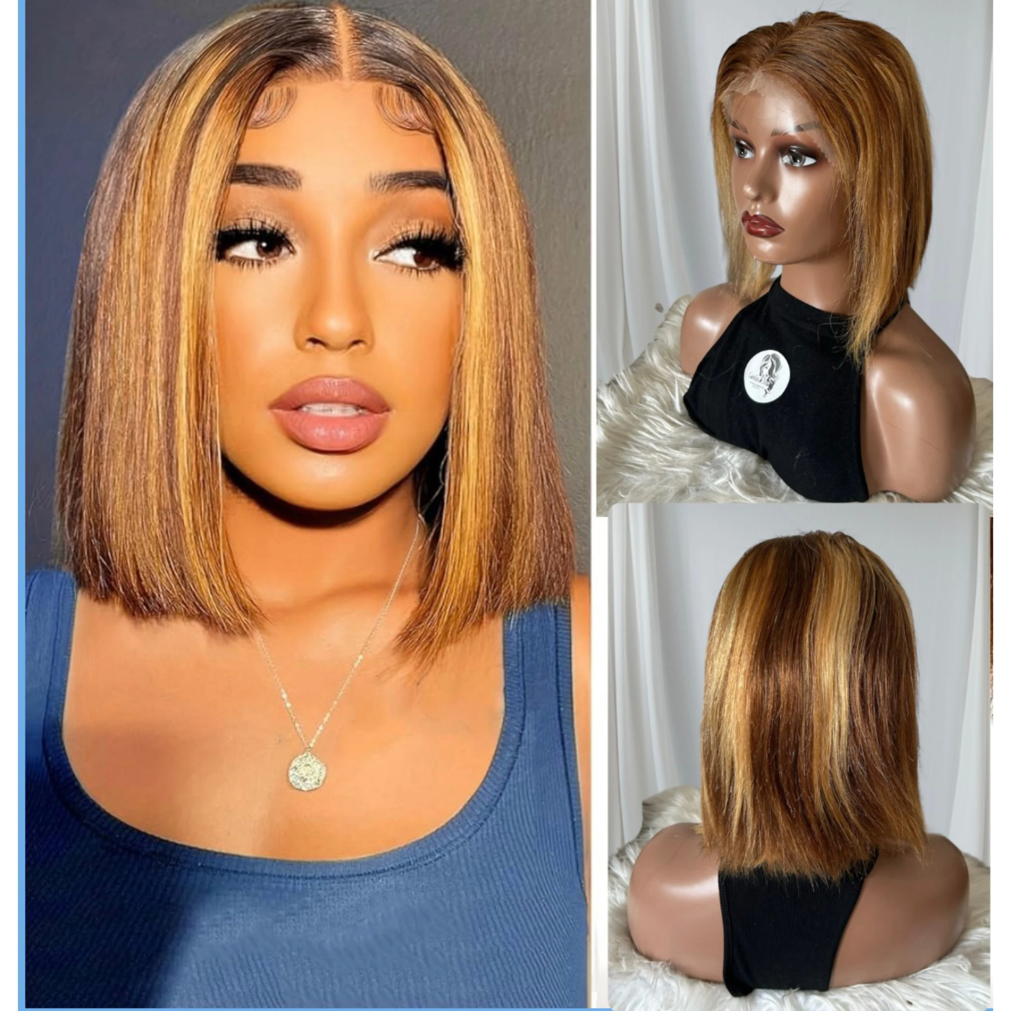 Pelucas Bob 10 “  color 4/27, frontal 13x4 