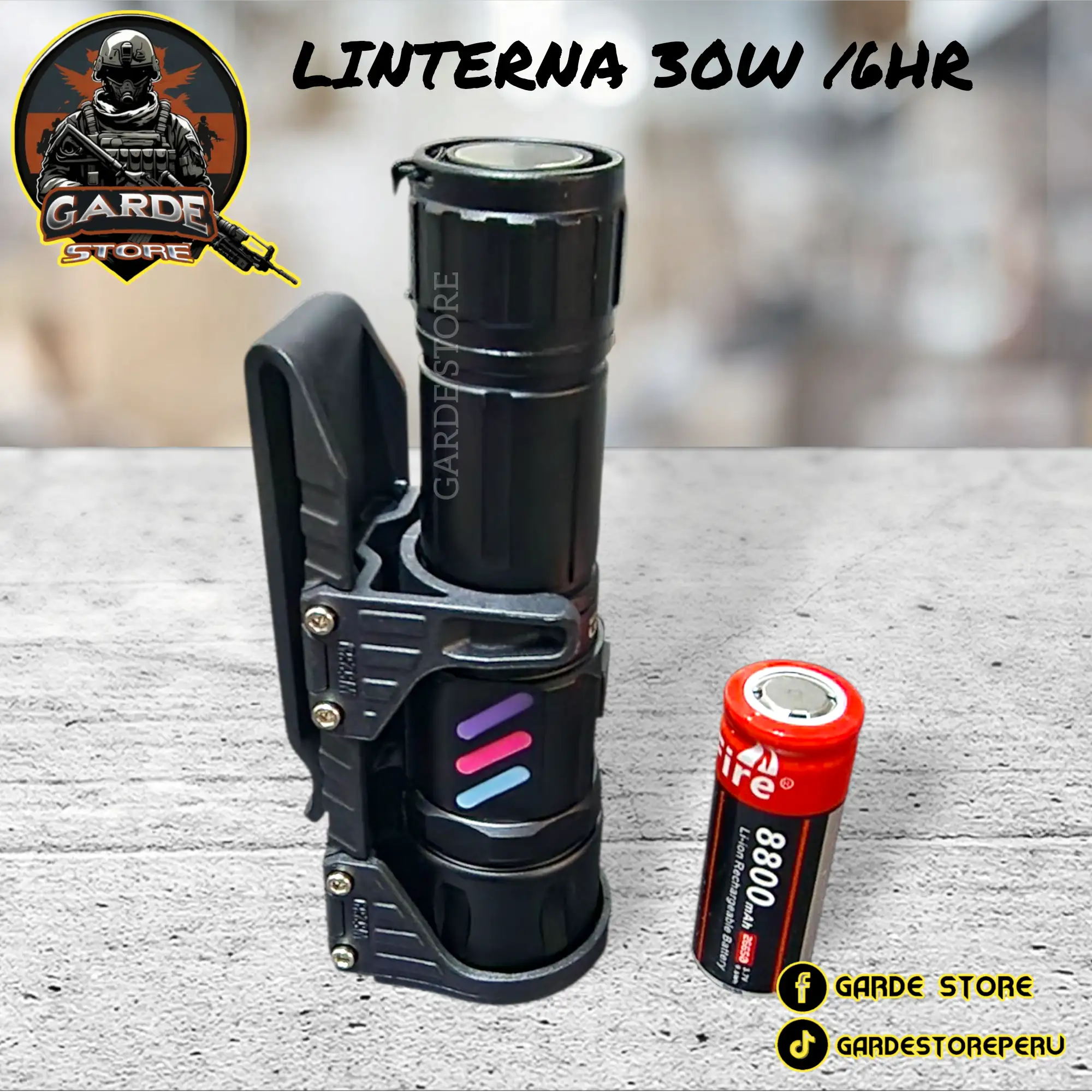 LINTERNA 30W 6H CON PORTA LINTERNA 