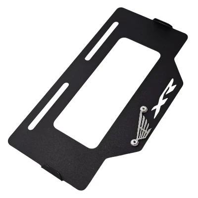 AC XR 150 L / AC XR 190 L / Protector de placa acero negro logo 3d cromado ML