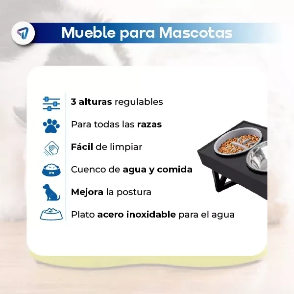 BEBEDERO Y COMEDERO PARA MASCOTAS EN ALTURA Waggs PETF01  2