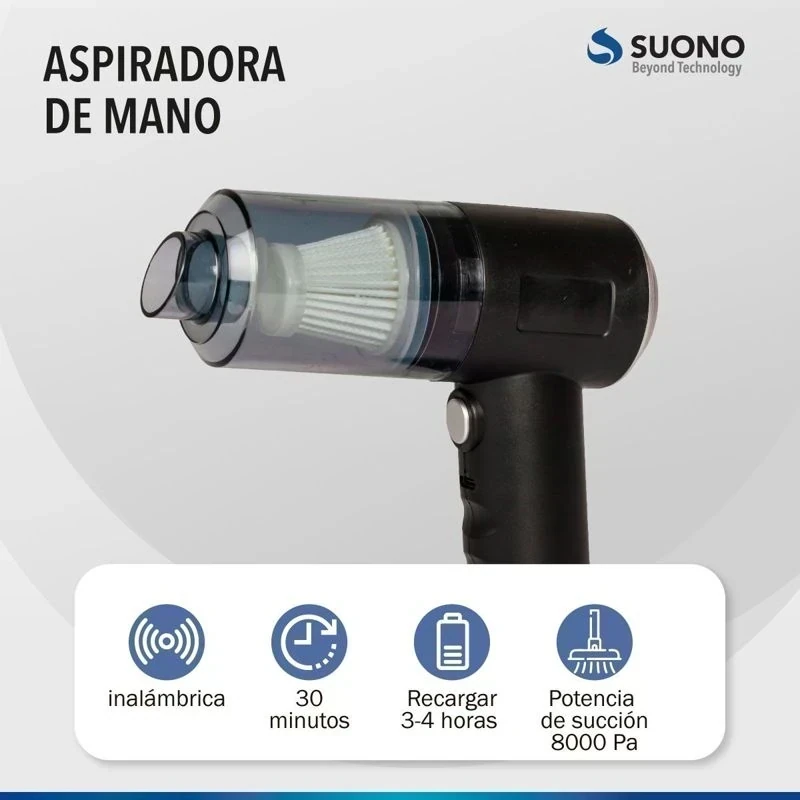 ASPIRADORA PORTATIL SUONO USB DE MANO 220V 400 ML 3 CABEZALES 2