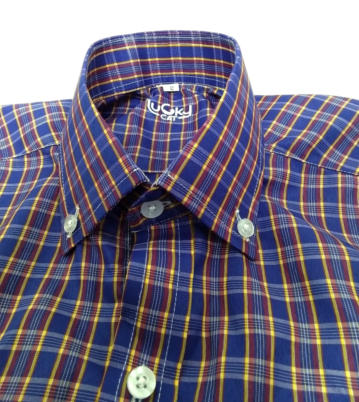 Camisa a cuadros morado manga corta