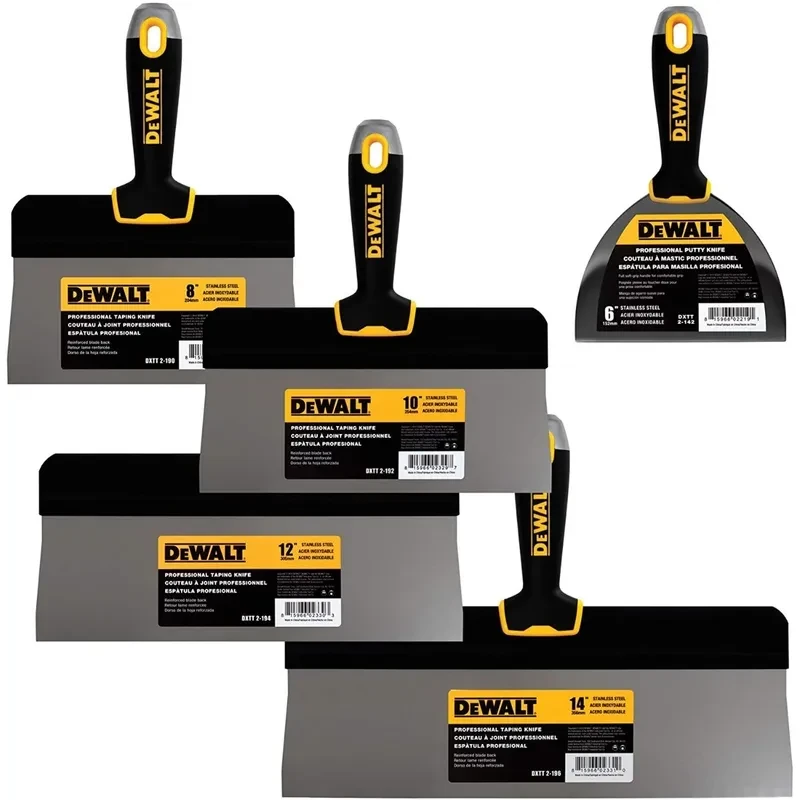 Kit X5 Espatula Profesional Dewalt Inox Durlock Enduido Yeso