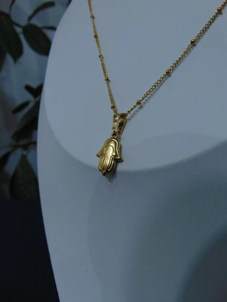 CADENA + DIJE ACERO DOR MANO HAMSSA LISA 2
