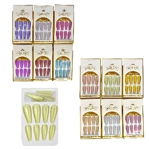 UNAS PRESS ON DE COLORES MATTE METALIZADOS NAILART HUASISI 12PCS