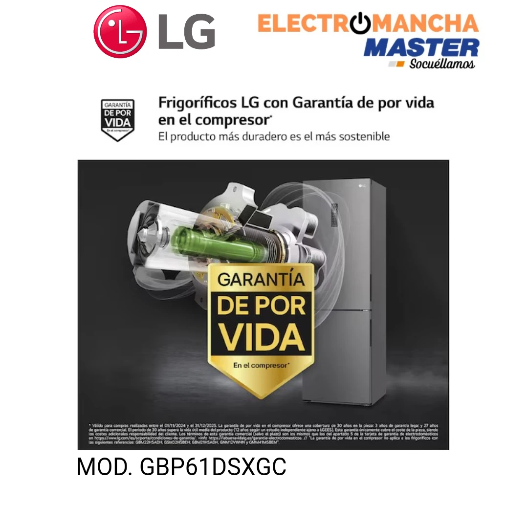 FRIGO COMBI LG GBP61DSXGC 1,86*60 INOX CLASE D 3