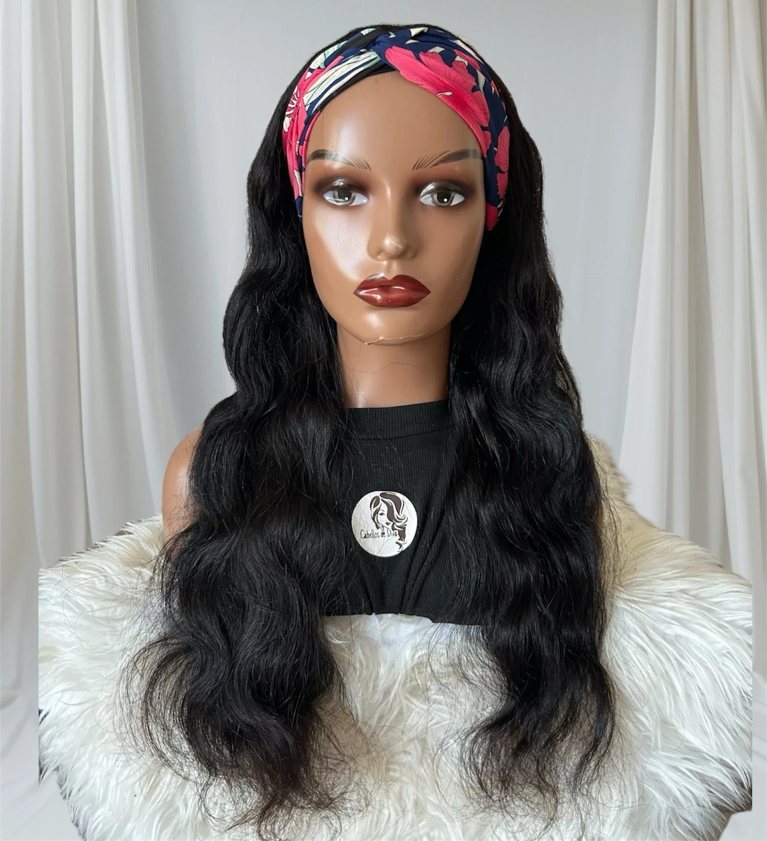 Peluca de cabello humano, 22 pulgadas , con diadema  2