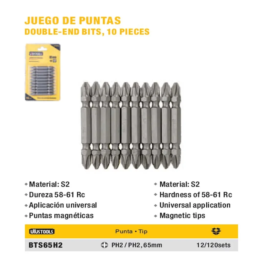 SET DE PUNTAS Doble ESTRELLA UYUST 10 PZ 65 MM