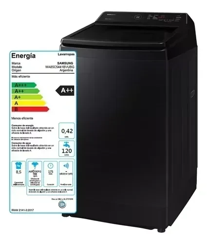 Lavarropas SAMSUNG 8,5Kg. Inverter Black Wa85c5441bvubg 2