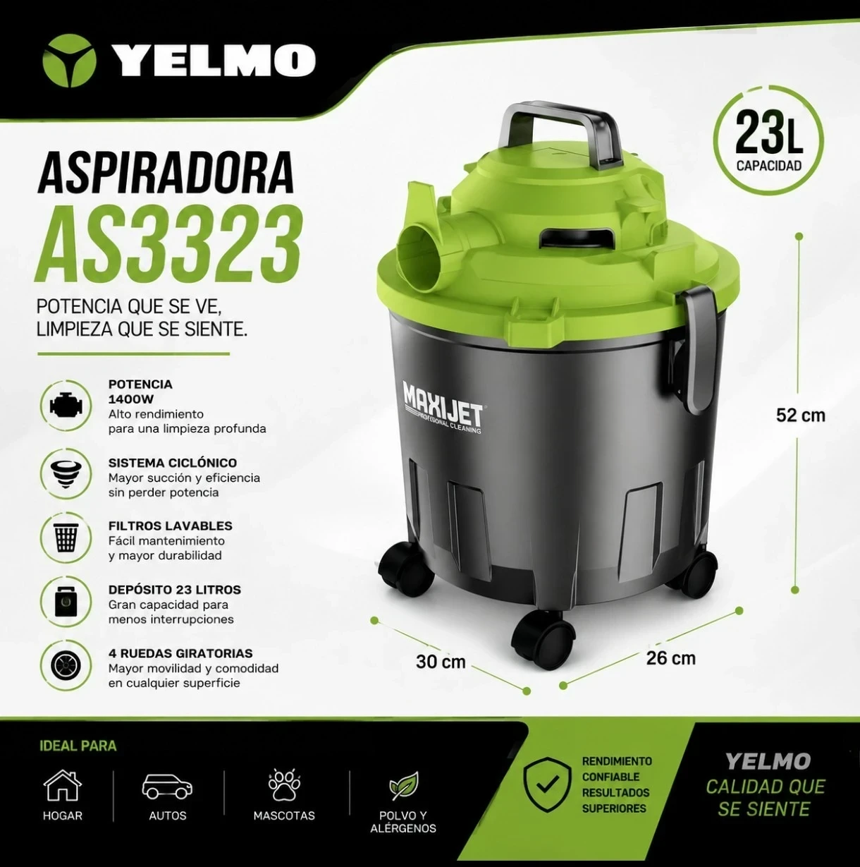 ASPIRADORA YELMO TACHO 1400W