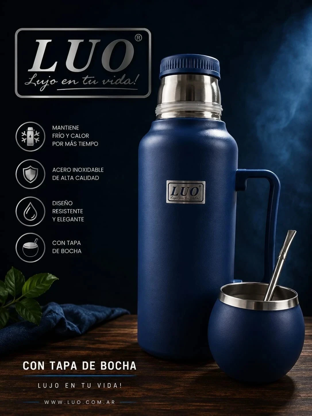 KIT TERMO LUO 1L + MATE AUTOCEBANTE / GUAMPA