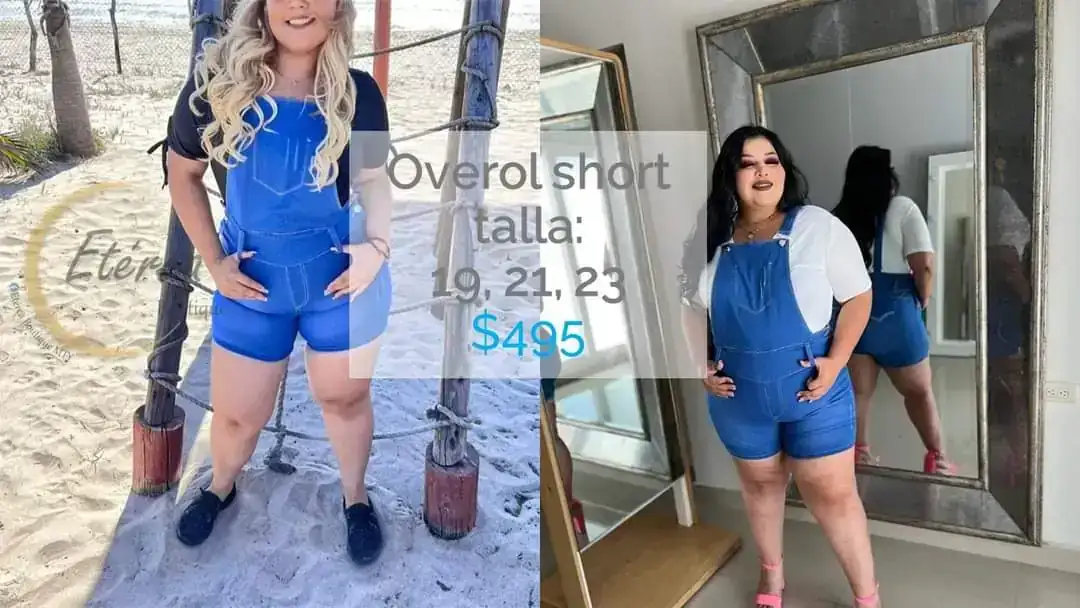 Overol short mezclilla claro