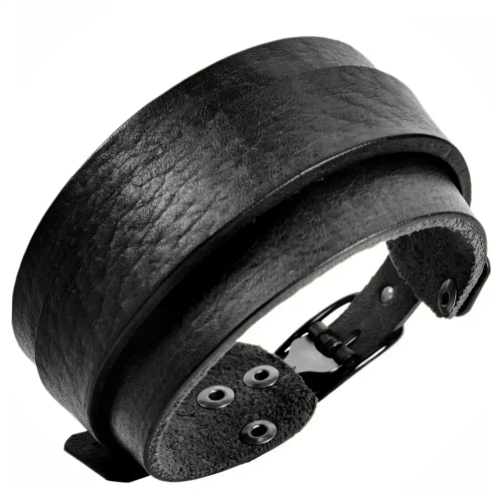Muñequera Doble Cuero Rock Elegance - Elegacia y discreción - Tienda Del Metal