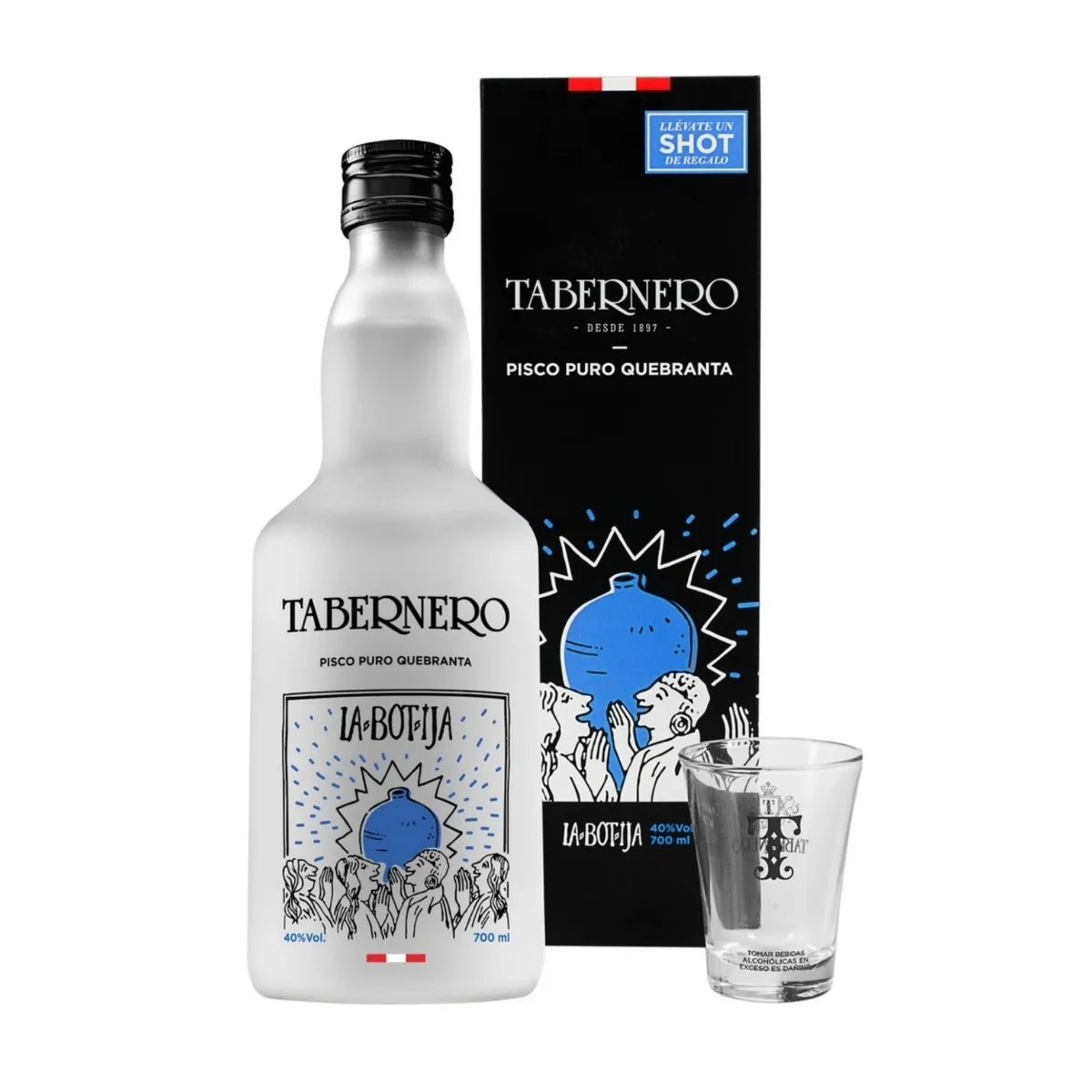 PISCO TABERNERO BOTIJA QUEBRANTA CON SHOT 700 ML