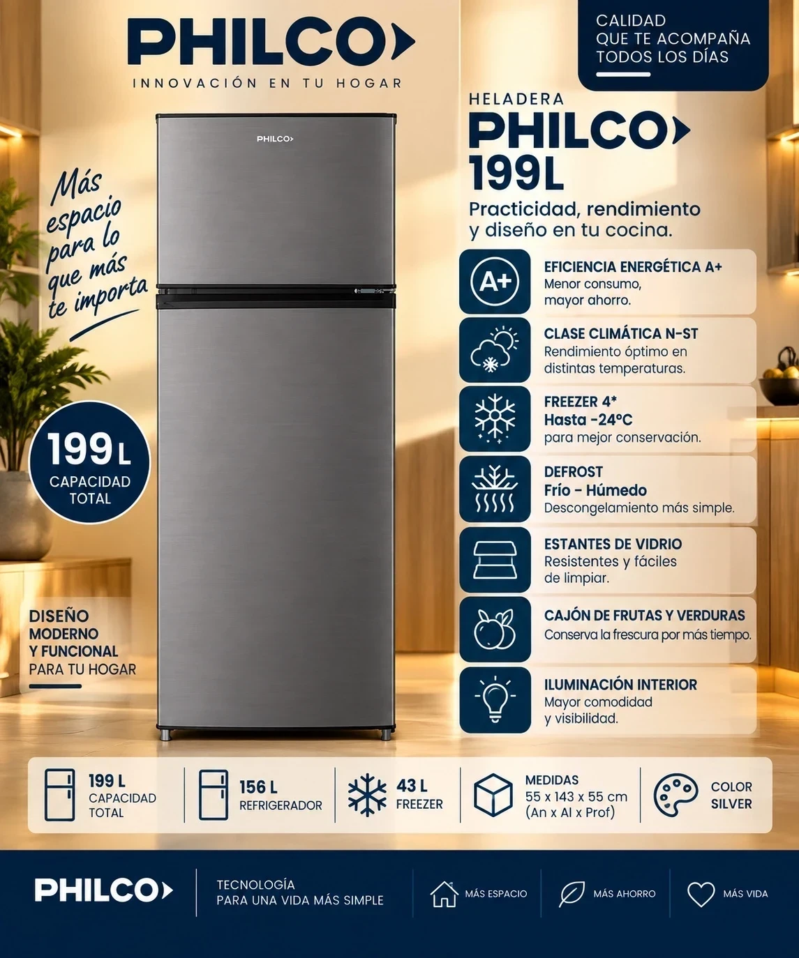 HELADERA PHILCO 199L SILVER  CONSULTAR DISPONIBILIDAD CON  EL VENDEDOR