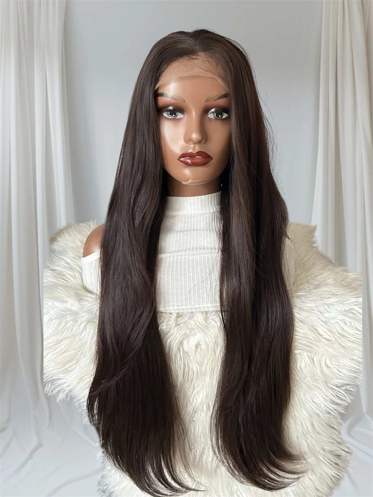 Peluca semi natural de 32 pulgadas, frontal lace 13x4 3