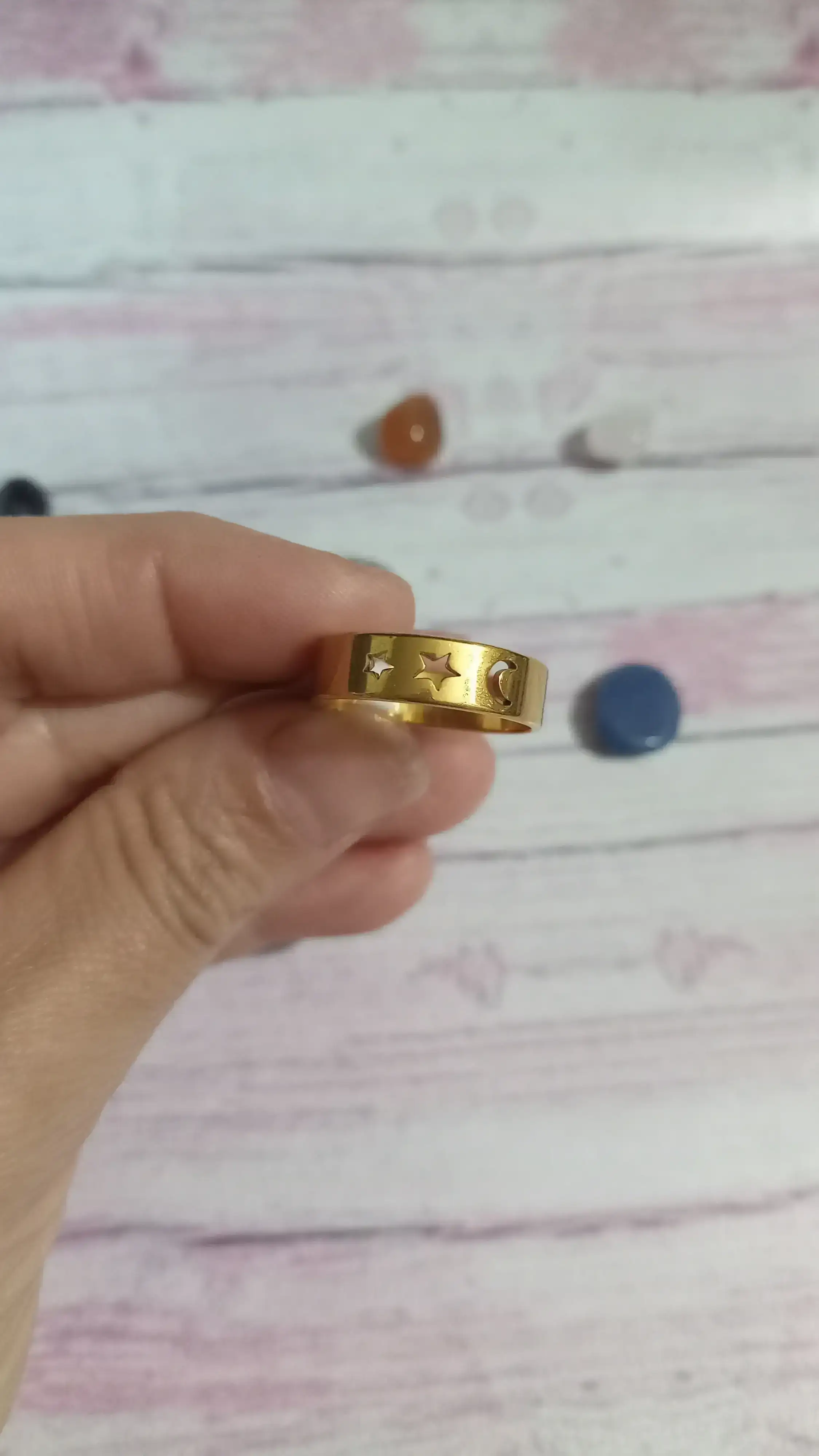 Anillo con ⭐⭐ y luna 🌜 en t 19