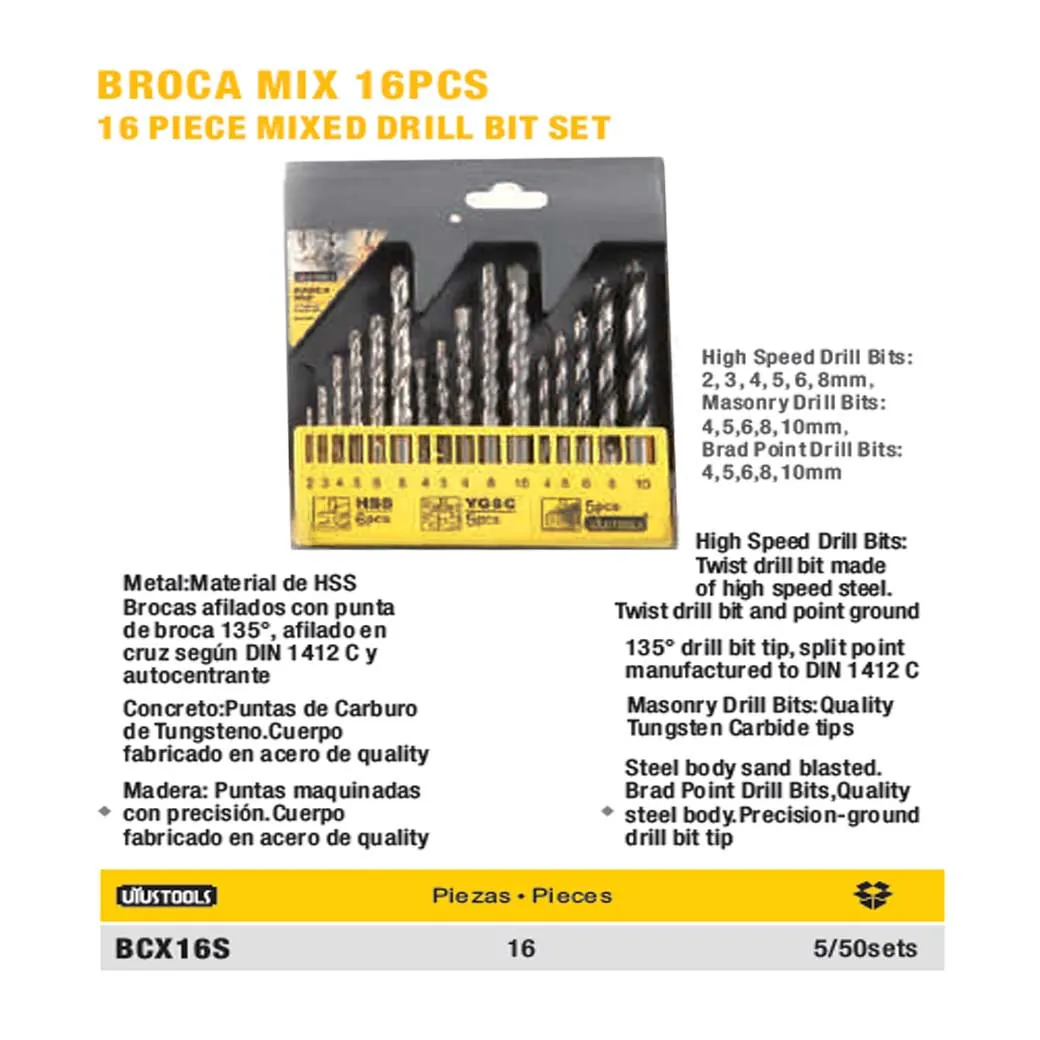 SET BROCA MIX UYUST METAL - CONCRETO - MADERA