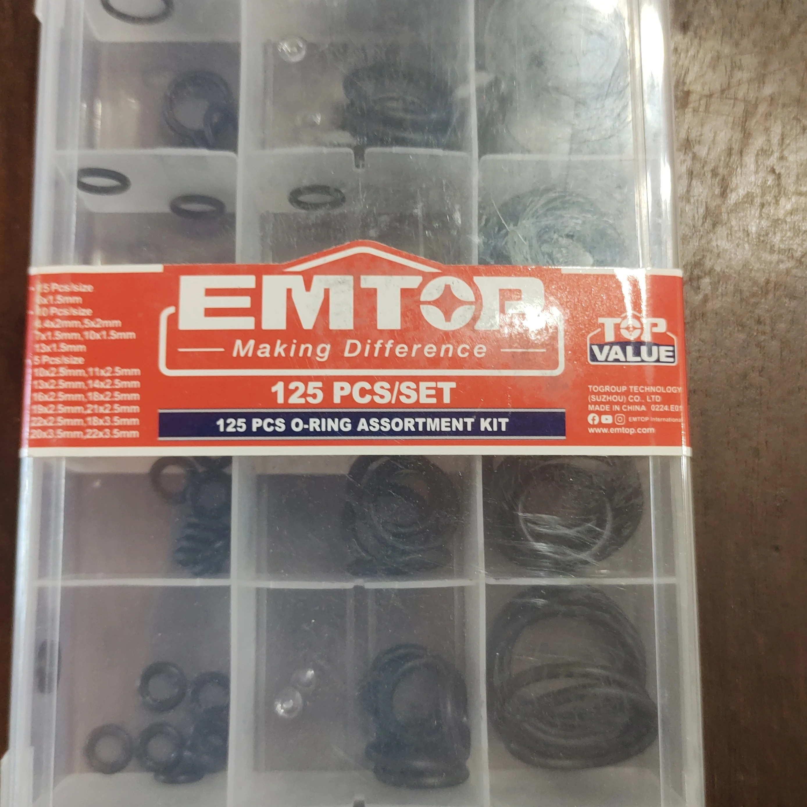 SET DE 125 O'RINGS SURTIDOS MILIMETRICOS