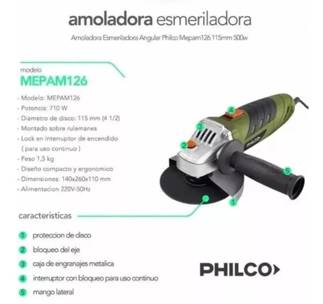 Amoladora Philco angular 710w aa711 2