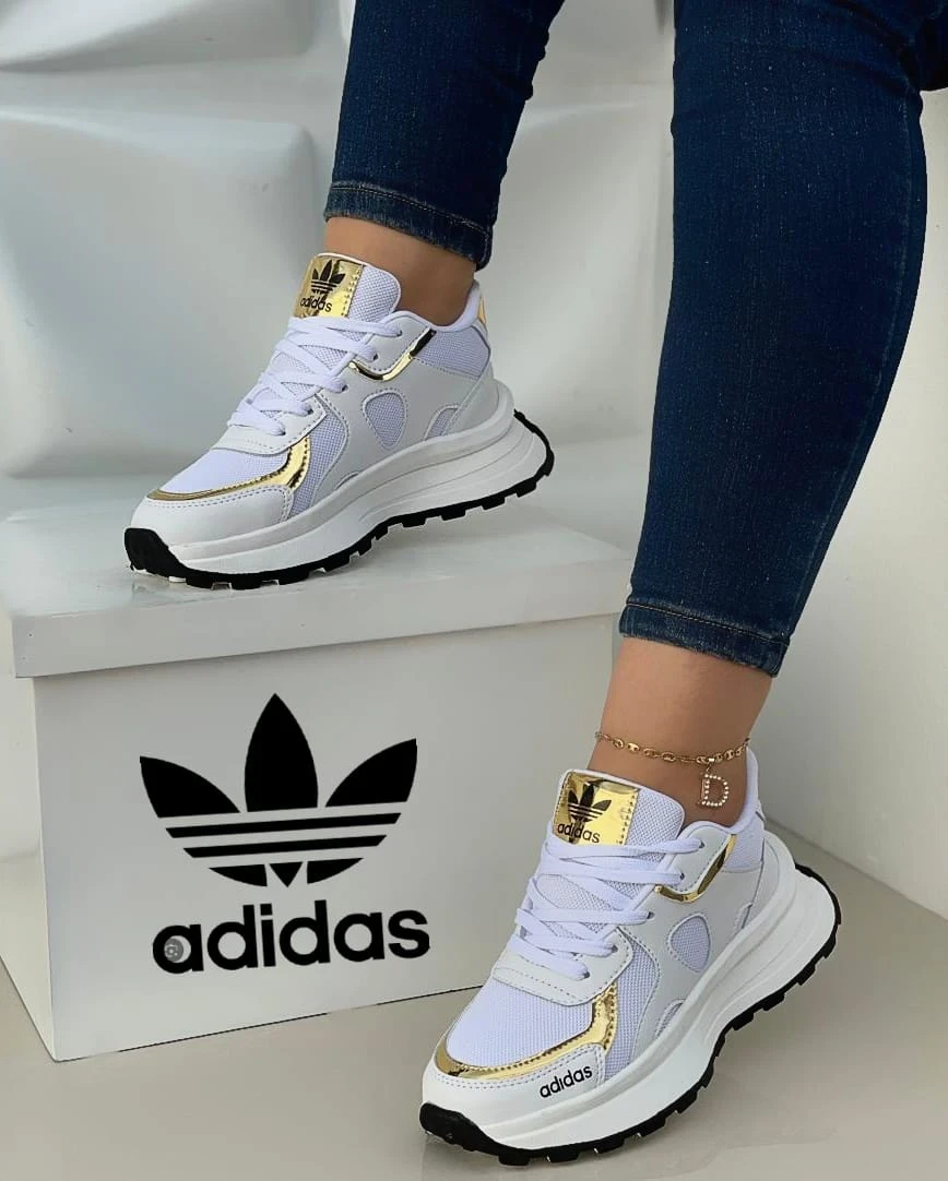 Tenis Adidas Dorado Blanco