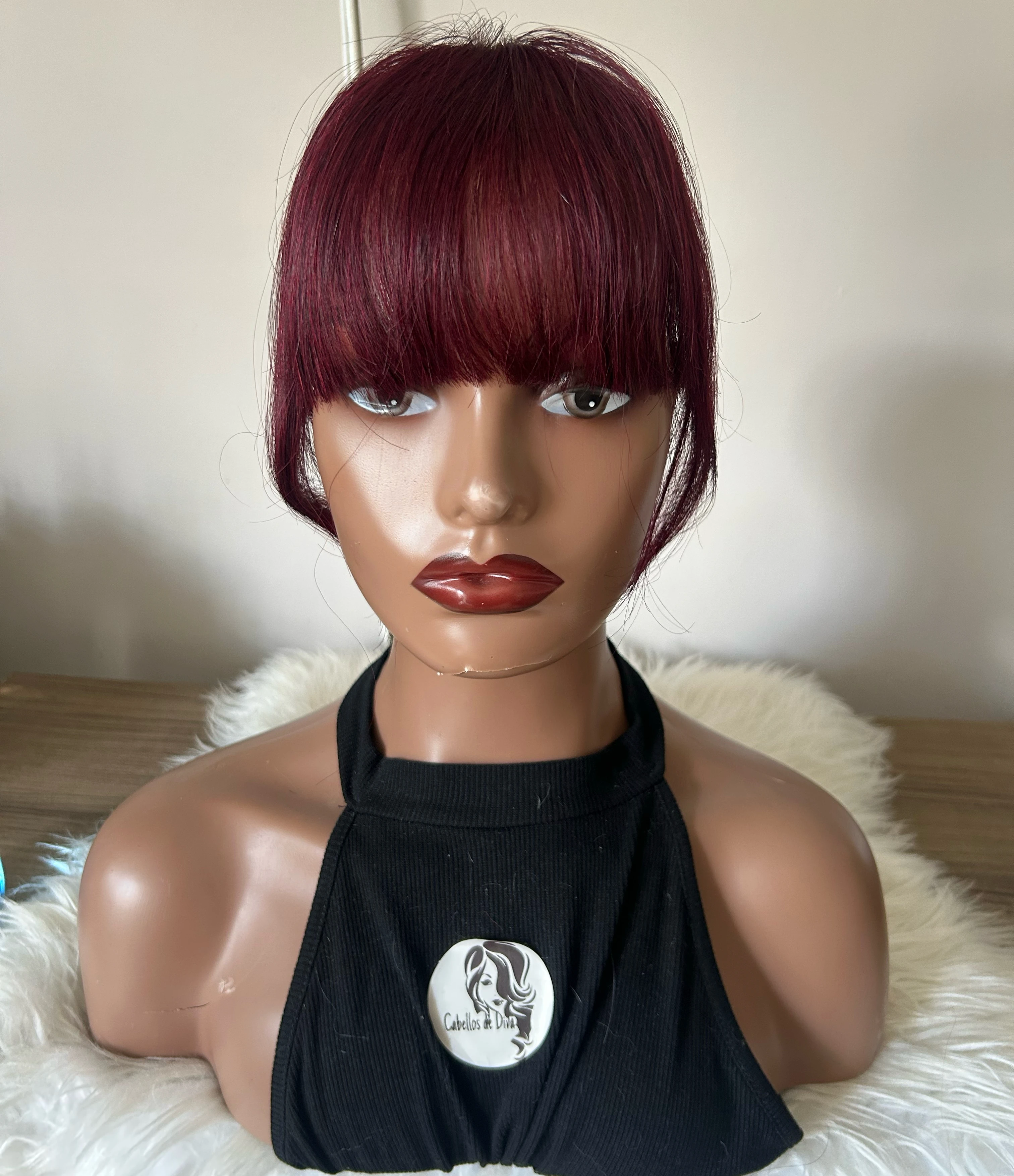 Flequillo cabello humano Borgoña  2