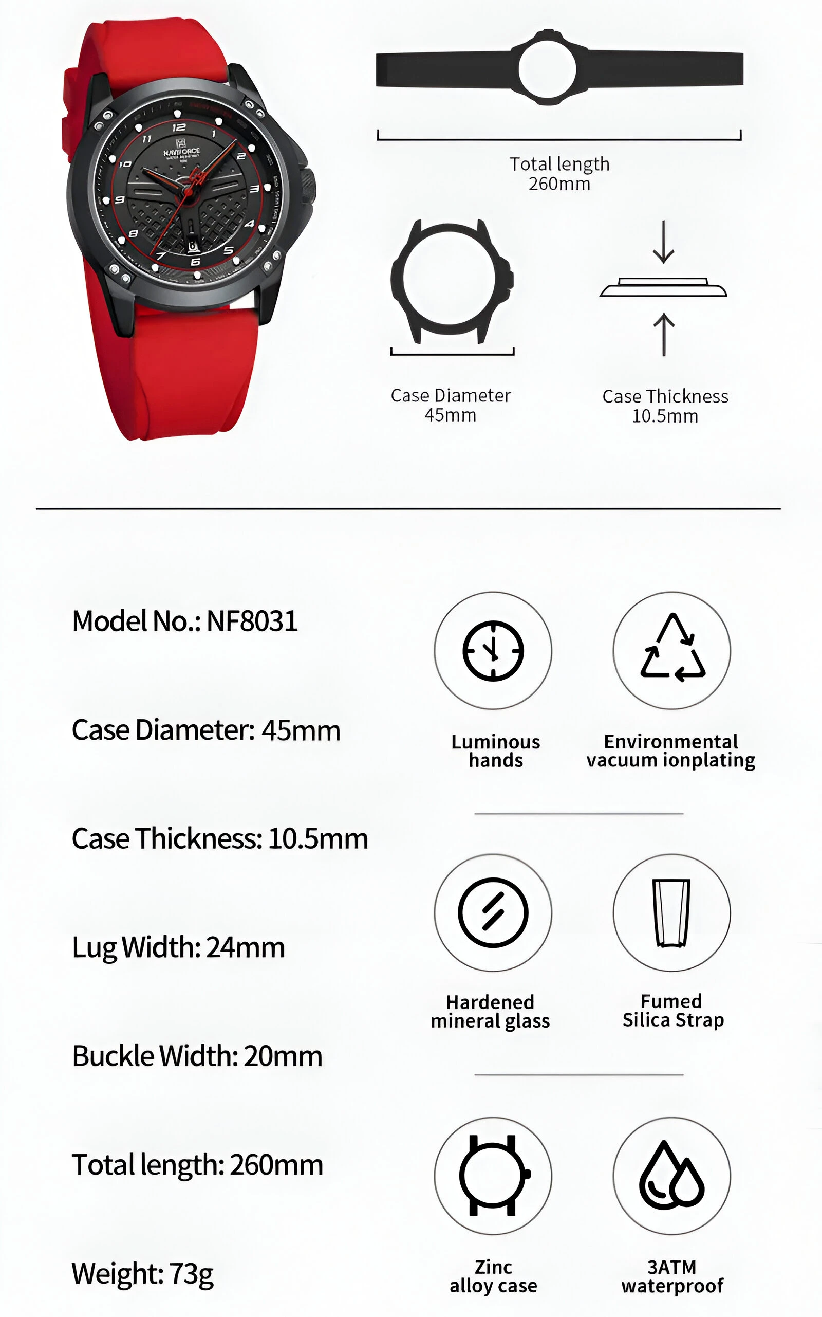 Reloj Naviforce Casual Nf8031 Crono Hombre  5