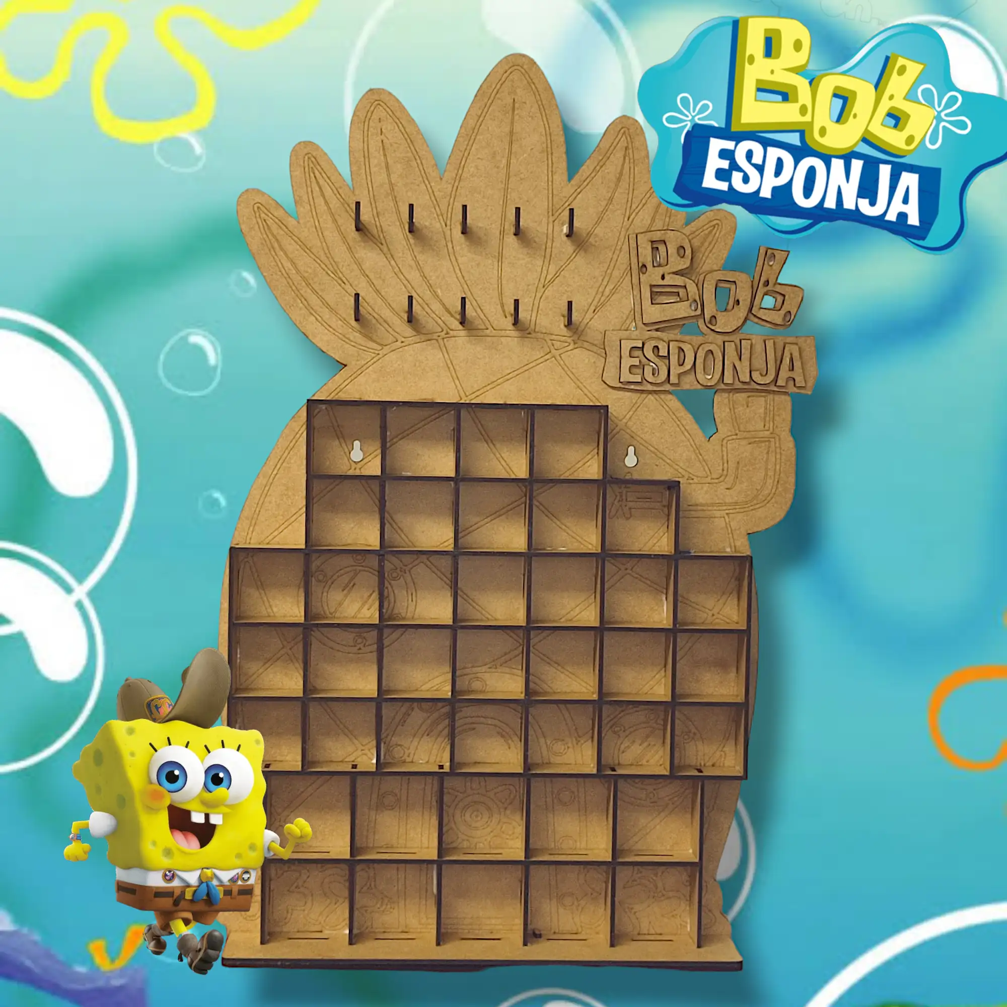 Exhibidor bob esponja vula sin pintura 