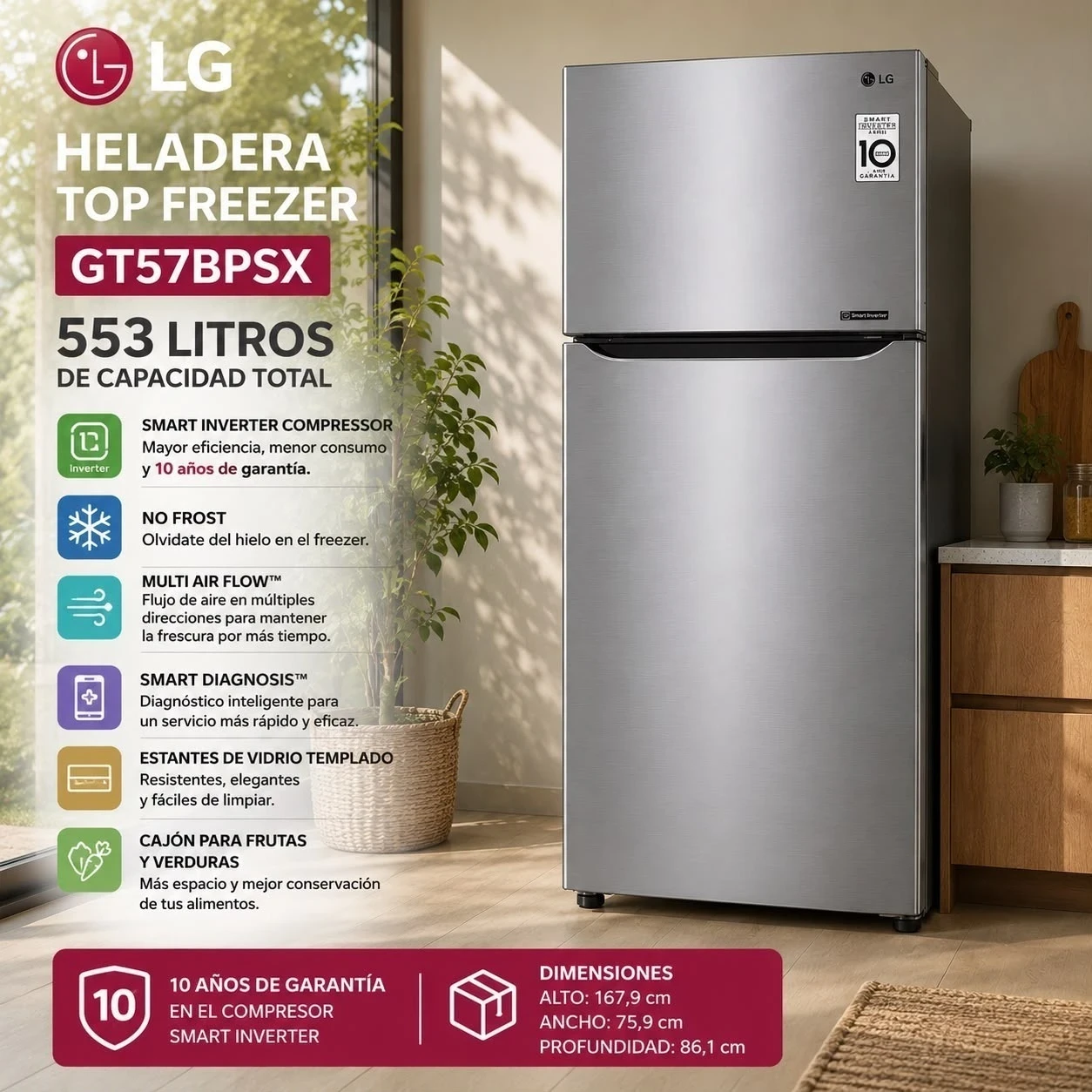 HELADERA LG GT57BPSX-553 LITROS