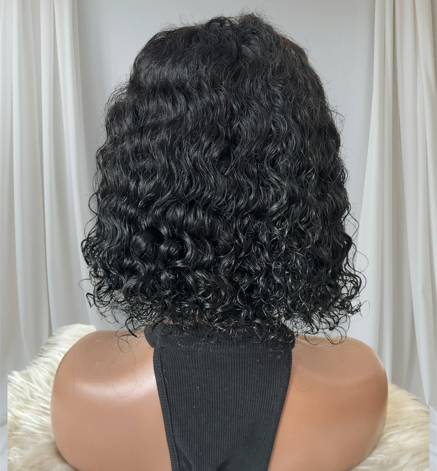 Peluca Rizada  glueless,10” pulgadas, frontal 4x4 3
