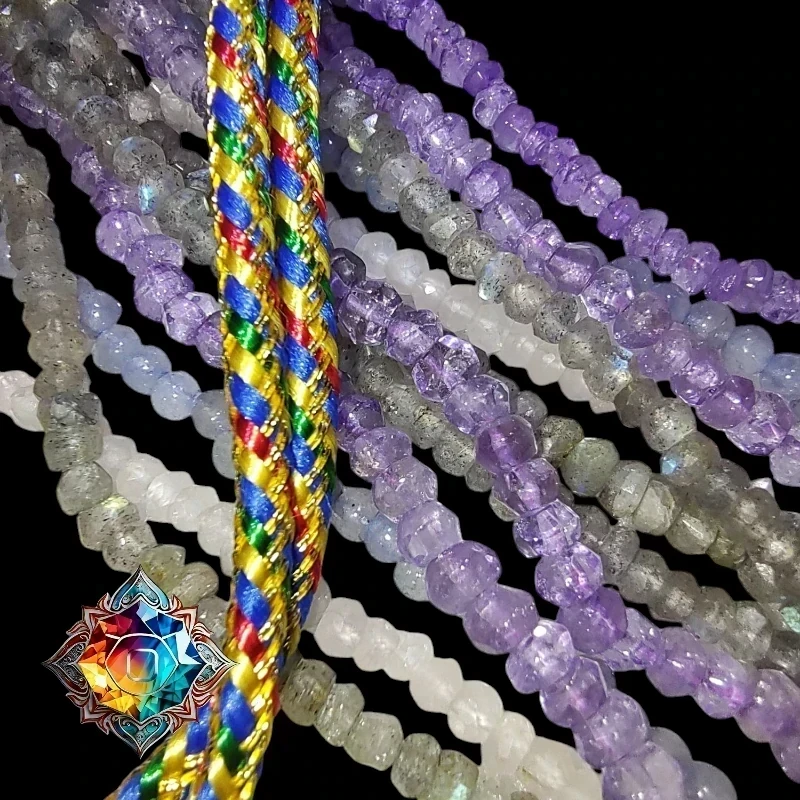 Fantástico Collar de amatista, cuarzo rosa, iolita y labradorita auténticas 4