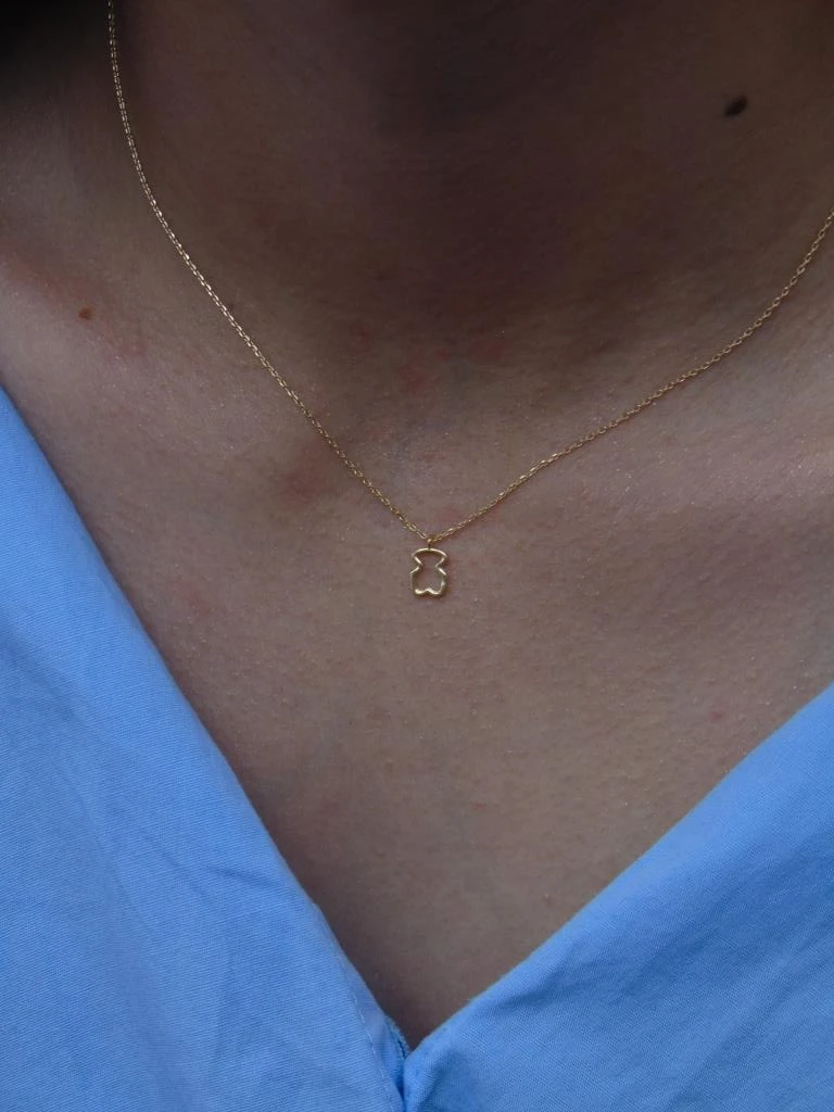 CADENA ORO LAMINADO 18K DELGADA DIJE CONTORNO OSO 6MM |LARGO 45CM 