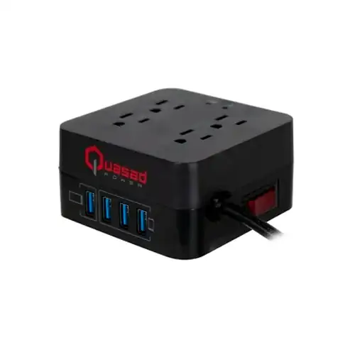 REGULADOR SUSPENSOR DE VOLTAJE QUASAD 4 TOMAS 4 USB 