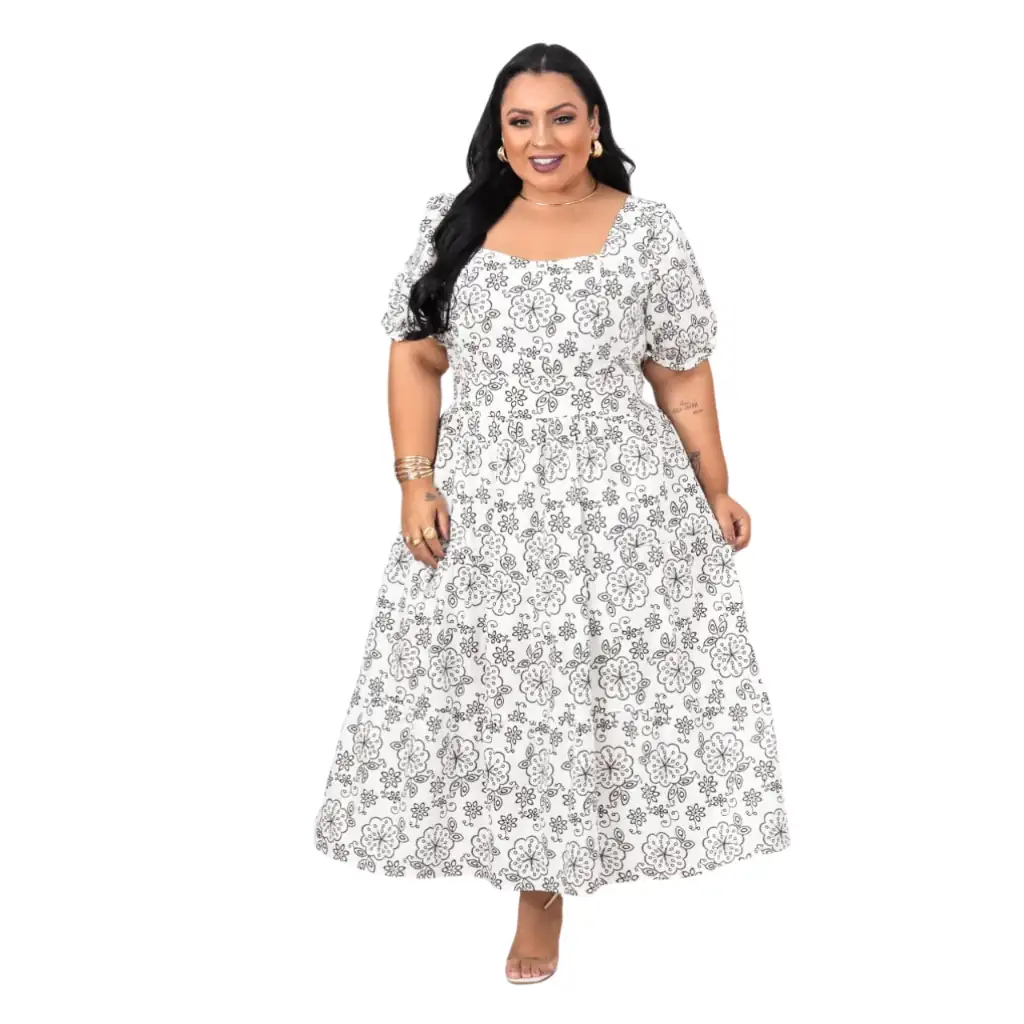 Vestido Plus Size Longuete Tricoline  3