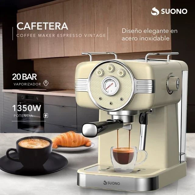 CAFETERA ESPRESSO VINTAGE 20 BAR 1.5 LITROS CREMA  6